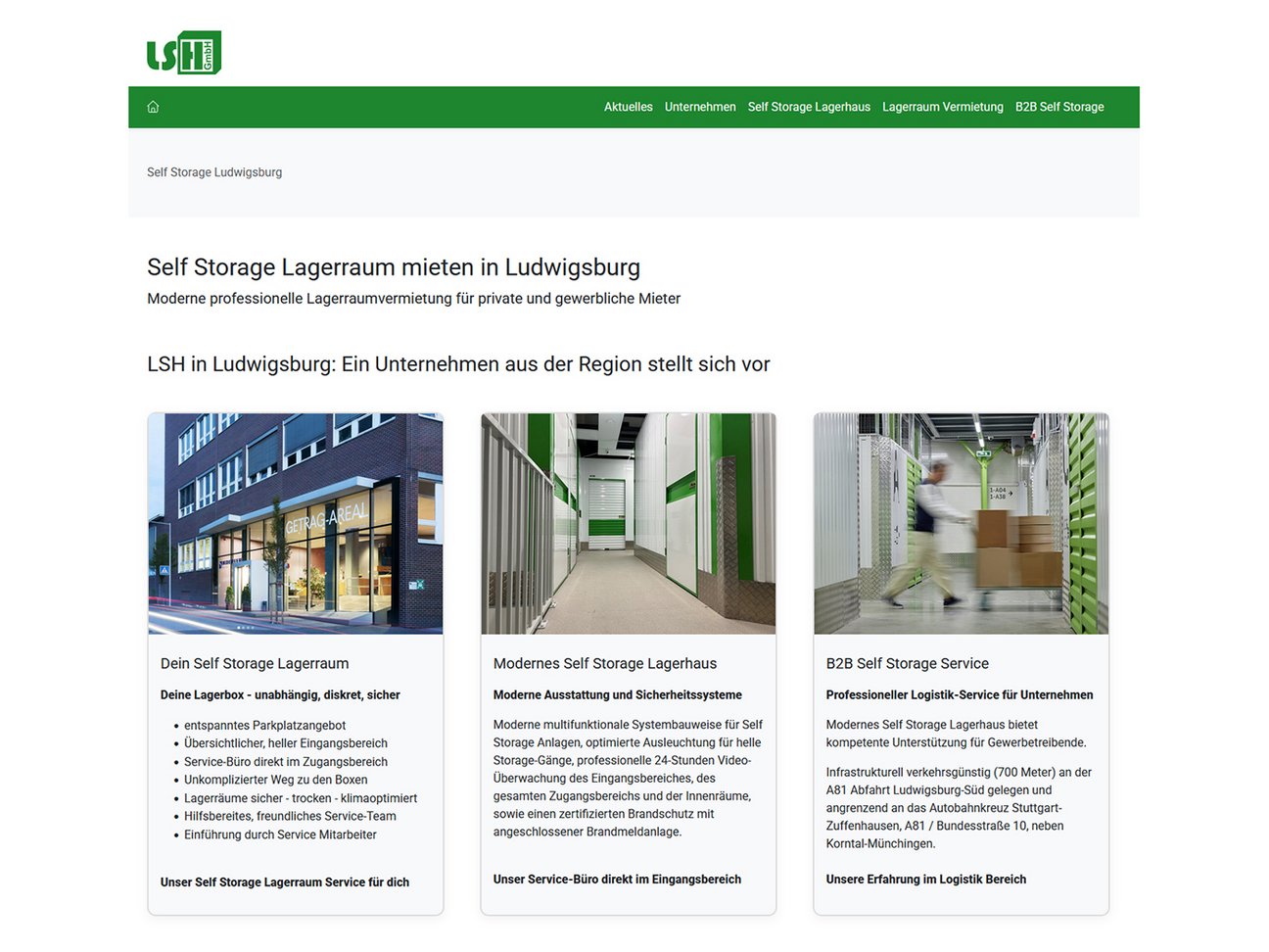Launch der Webseite Self-Storage-Ludwigsburg.de